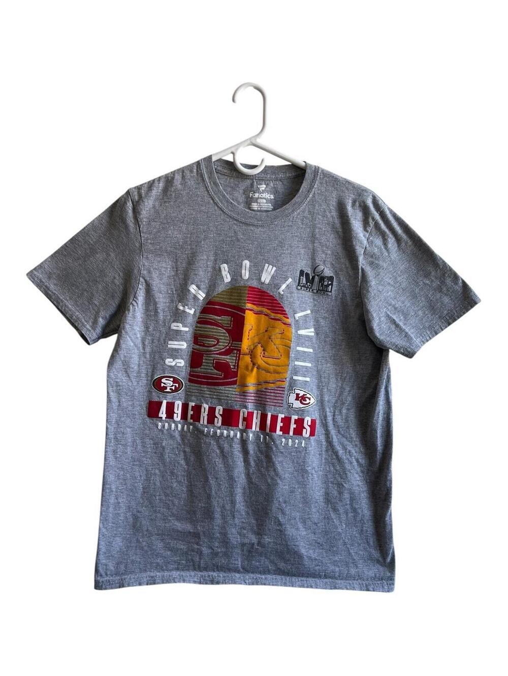 Fanatics NFL Super Bowl LVIII 49ers vs Chiefs Graphic T-Shirt Gray Size M